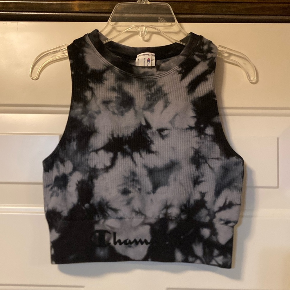 Champion XS Tie Dye Style Black and Gray Fitted Active Tank
